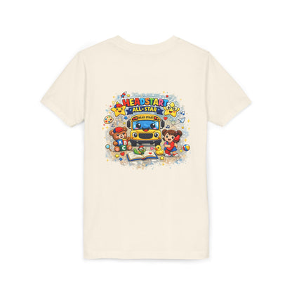 Youth Tee — "Headstart All-Star" Cute School Bus & Characters Back-to-School Shirt