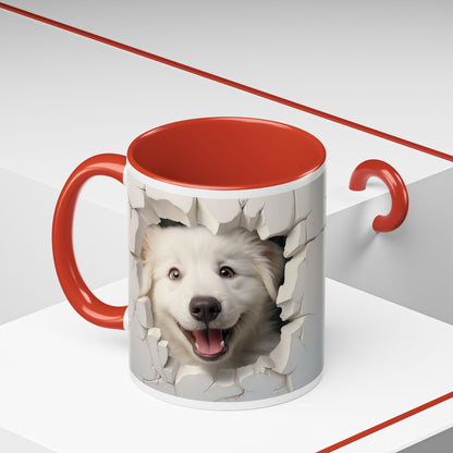 Smiling Dog Breaking Wall Accent Coffee Mug (11/15oz)