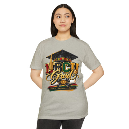 HBCU Grad T-Shirt — Black Graduation Cap & Kente Design