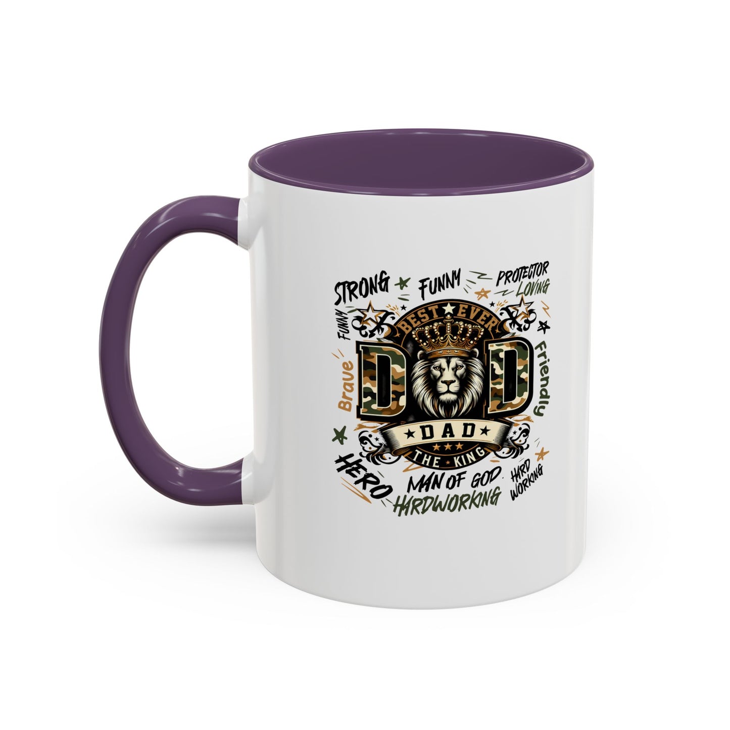 Dad King Lion Coffee Mug — 'Dad: The King' Accent 11/15oz Gift