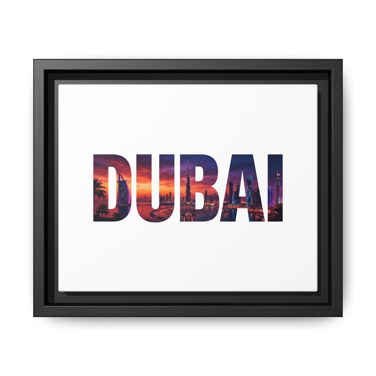 Dubai Photo-Text Matte Canvas Framed Wall Art