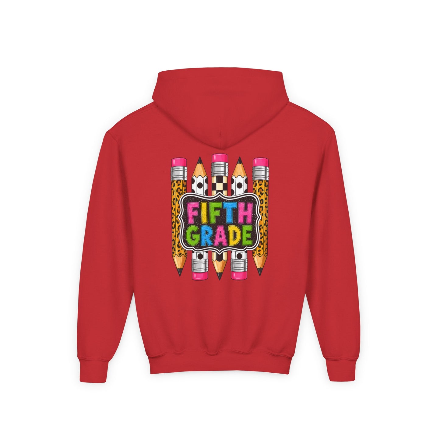 Fifth Grade Kids Hoodie — Colorful Pencil Back‑to‑School Sweatshirt for Students