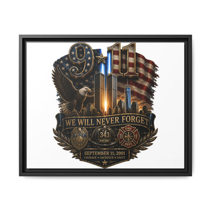 9/11 We Will Never Forget Framed Matte Canvas