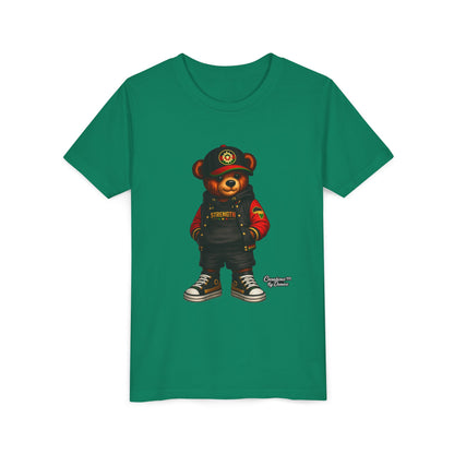 Kids Teddy Bear Streetwear Tee — 'Strength' Graphic Youth T-Shirt
