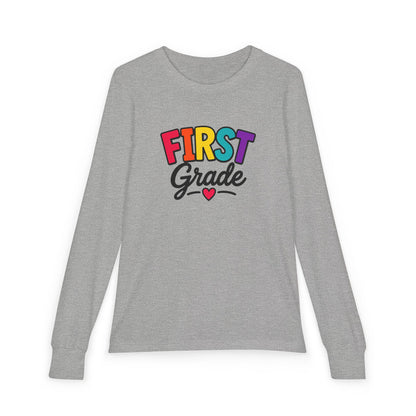 First Grade Kids Long Sleeve Tee — Colorful Back-to-School Shirt