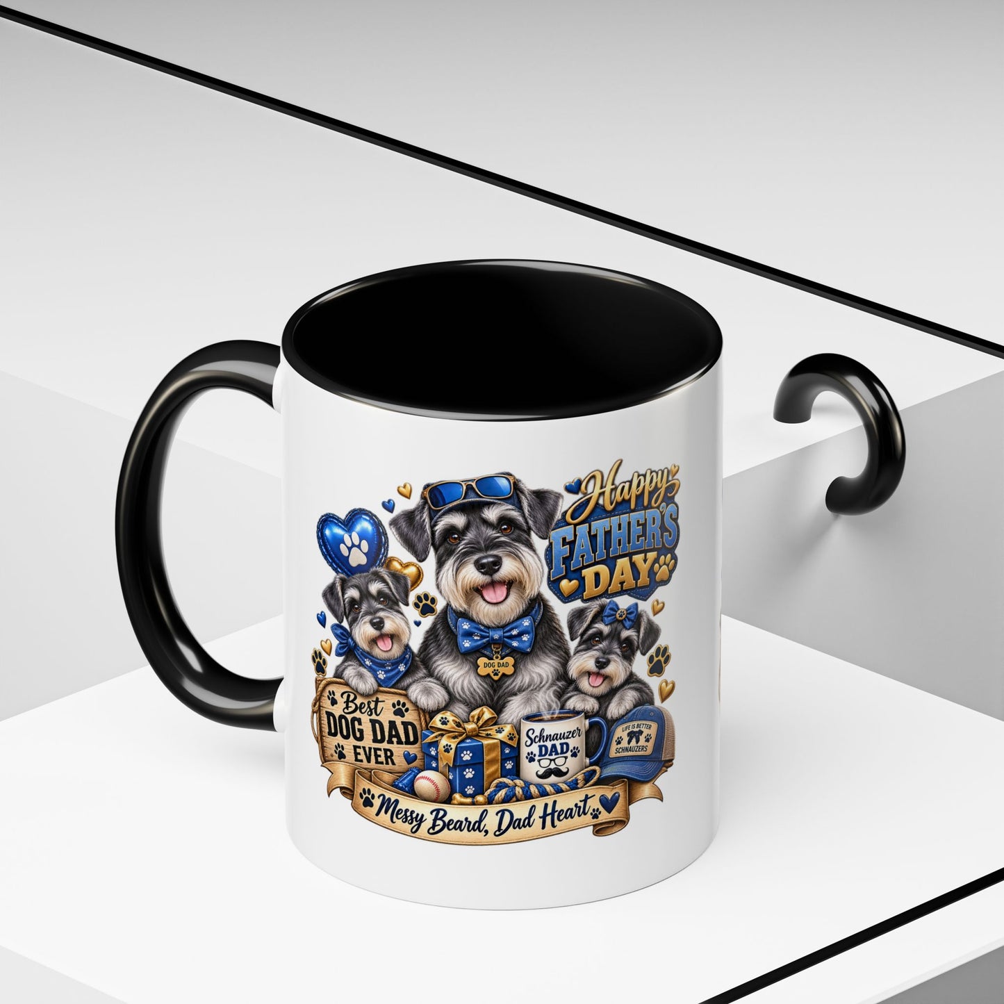 Father's Day Dog Dad Coffee Mug — "Happy Father's Day" Accent Mug (11/15oz)