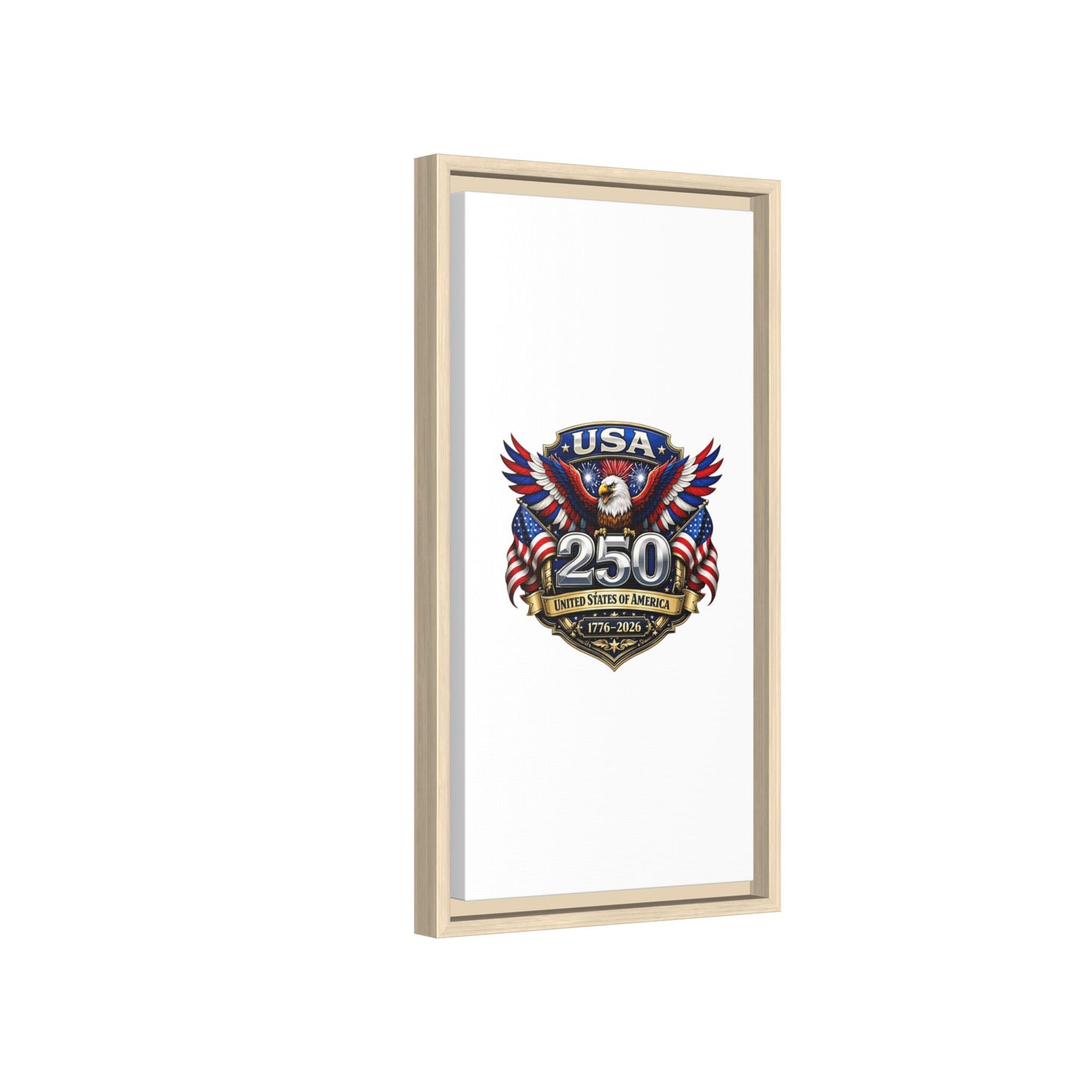 USA 250 Anniversary Framed Canvas — Patriotic Eagle 1776–2026 Wall Art