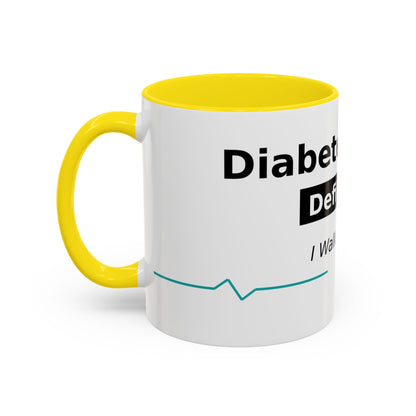 Diabetes Won't Define Me Accent Coffee Mug — "I Walk by Faith" Inspirational Tea Cup