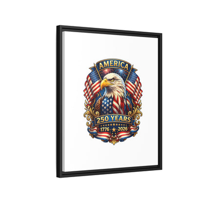 America 250th Anniversary Framed Canvas — Patriotic Bald Eagle Wall Art