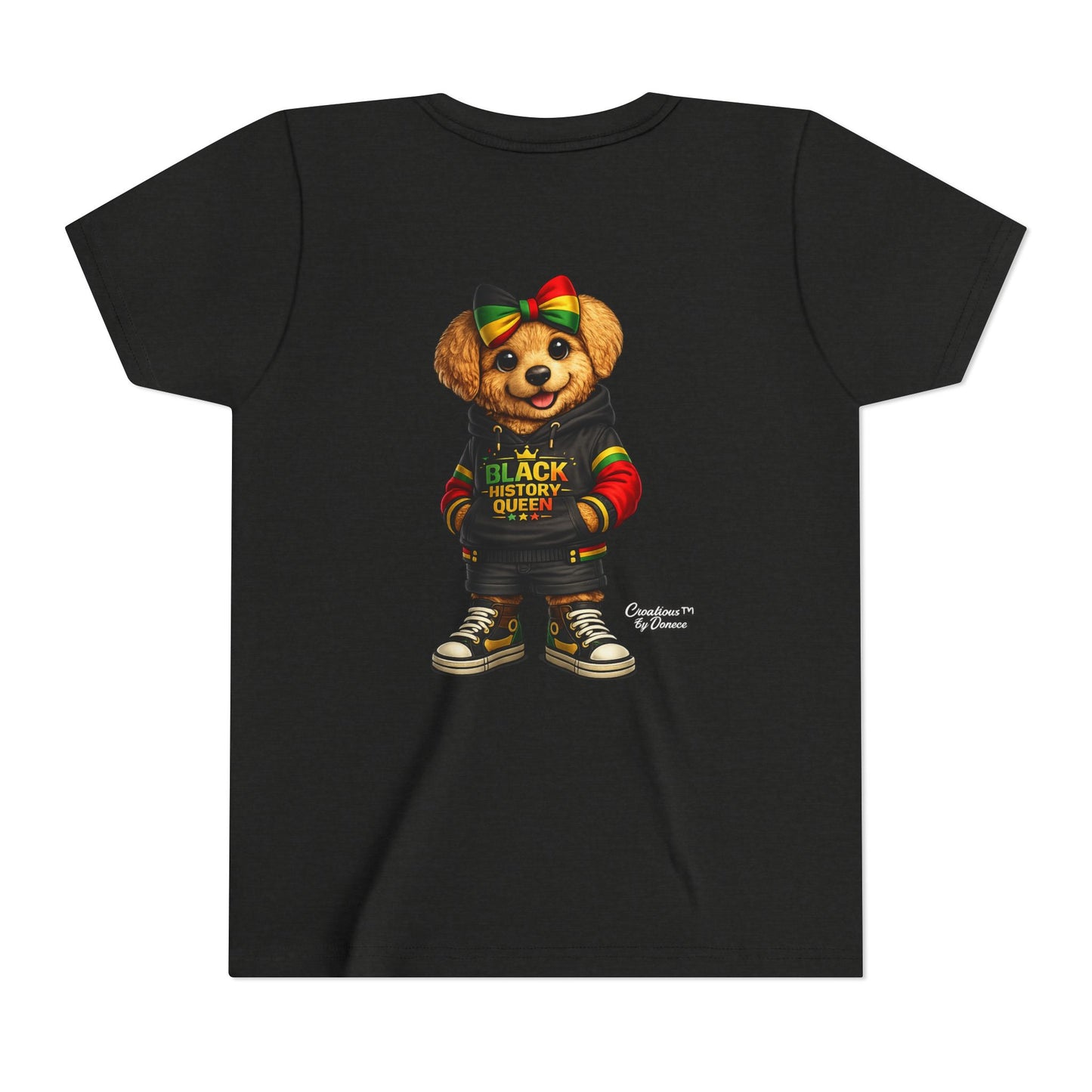 Youth Tee — Black History Queen Bear Graphic T-Shirt