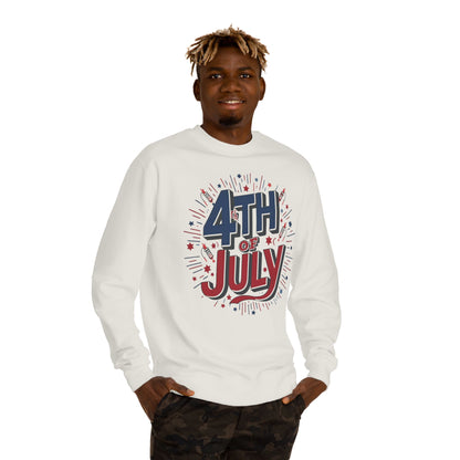 4th of July Crewneck Sweatshirt — Patriotic Fireworks Graphic