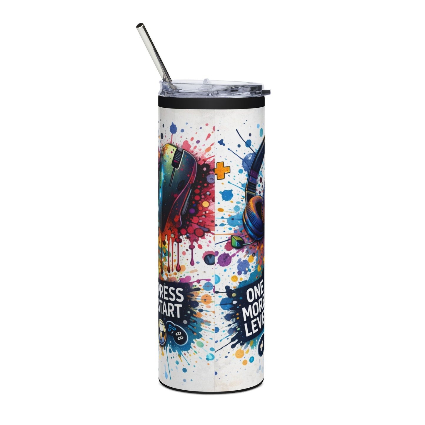 Gamer Dad 20oz Stainless Steel Tumbler – Colorful Controller & Headset Design