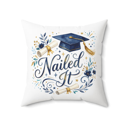 Graduation 'Nailed It' Decorative Pillow — Graduation Throw Pillow with Cap & Diploma Design