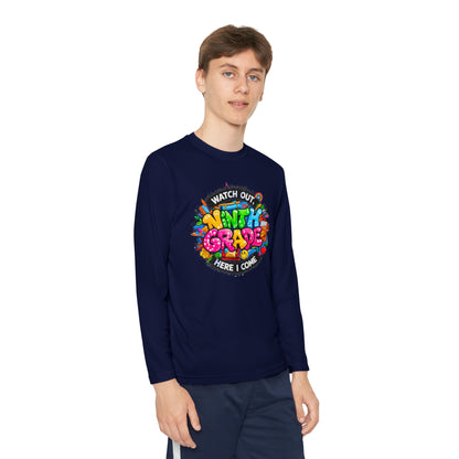 Ninth Grade Crewneck Long Sleeve — "Watch Out Ninth Grade Here I Come" Back-to-School Tee