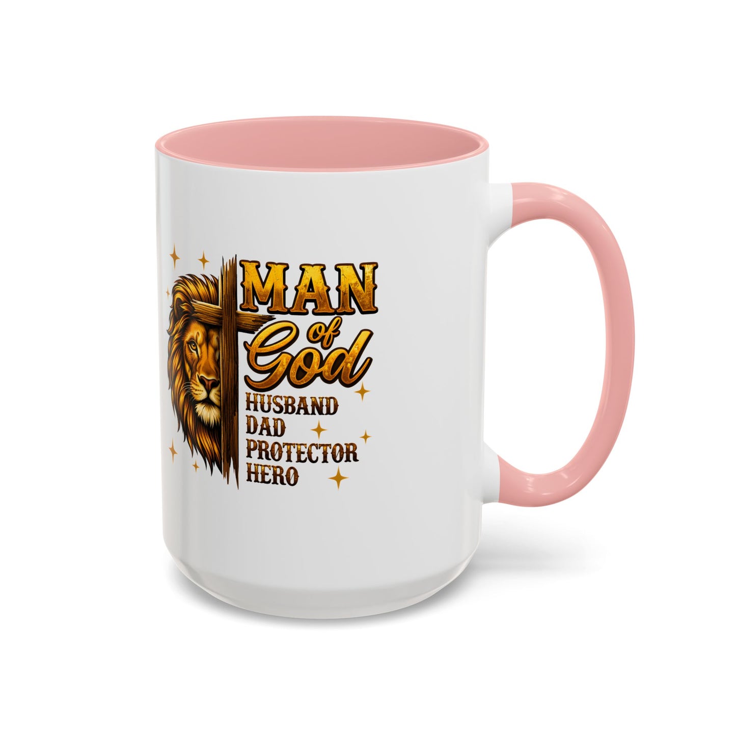 Man of God Lion Coffee Mug — 'Man of God' Religious Gift for Husband, Dad, Protector