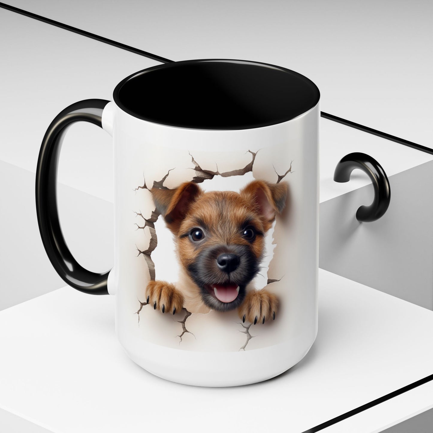 Puppy Peeking Accent Coffee Mug – Cute Dog Lover 11/15oz