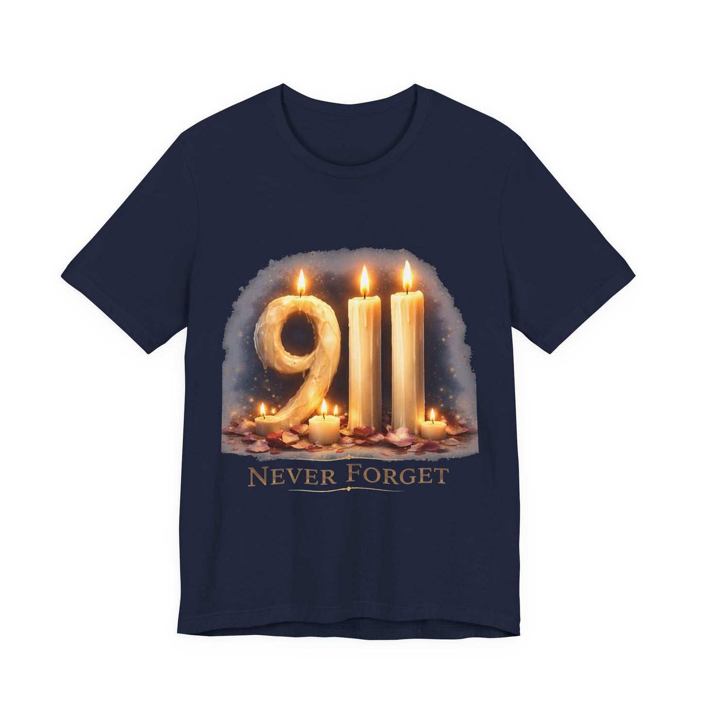 9/11 Never Forget T-Shirt – Memorial Candle Tribute Tee