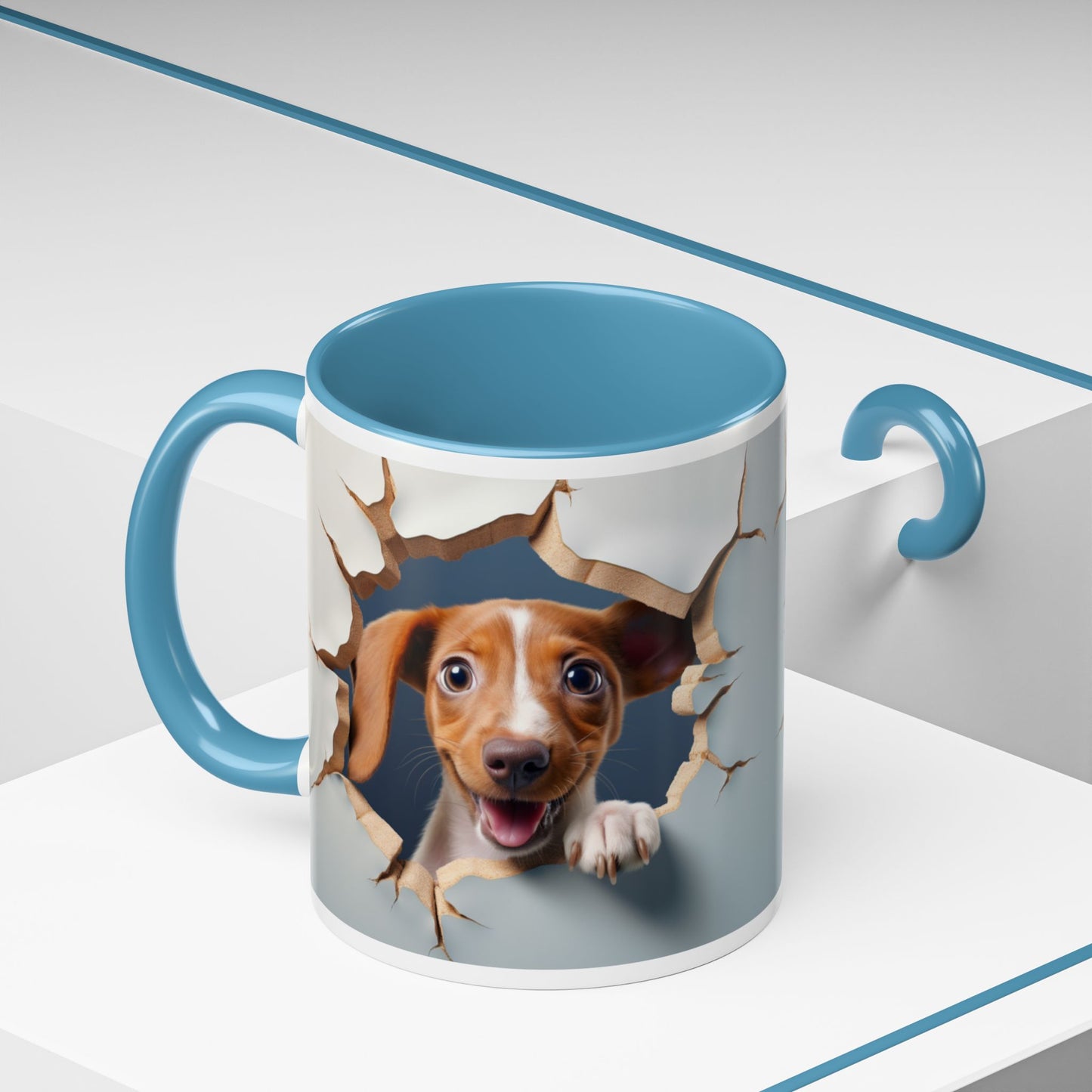 Dachshund Peeking Through Wall Accent Coffee Mug – Cute Dog Lover Gift (11/15oz)