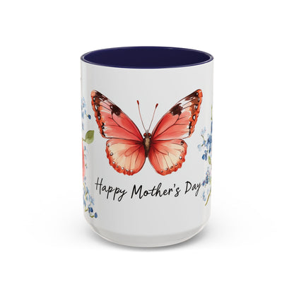 Mother's Day Butterfly Floral Coffee Mug – "Happy Mother's Day" Accent Mug