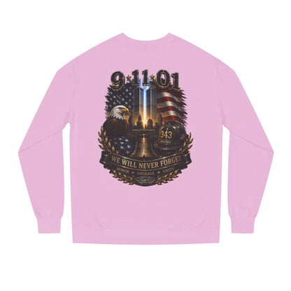 9/11 Remembrance Crewneck Sweatshirt — We Will Never Forget Memorial Tee