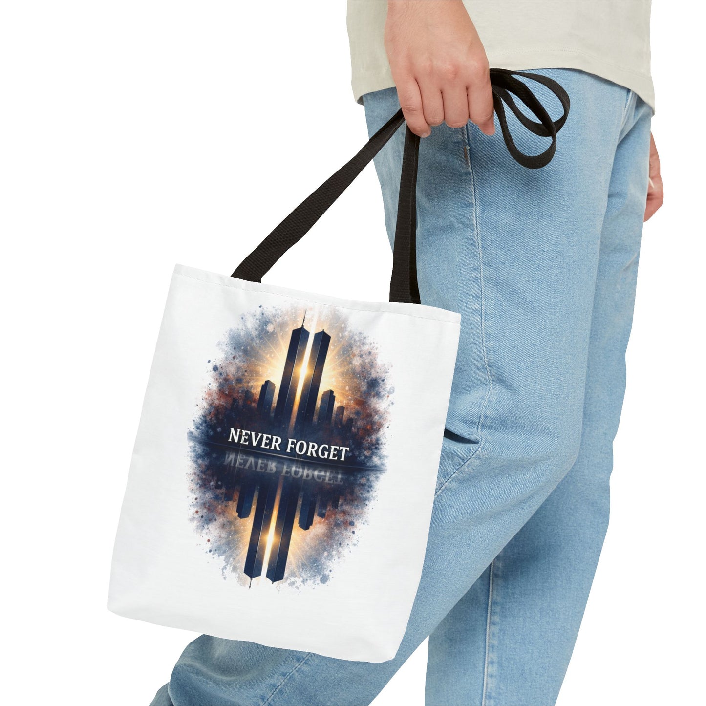 Never Forget Memorial Tote Bag — 9/11 Tribute Skyline All-Over Print