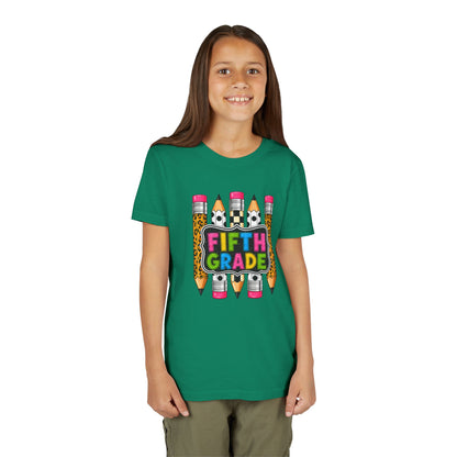 Fifth Grade Pencil Kids Tee — Back to School Youth Short Sleeve Shirt