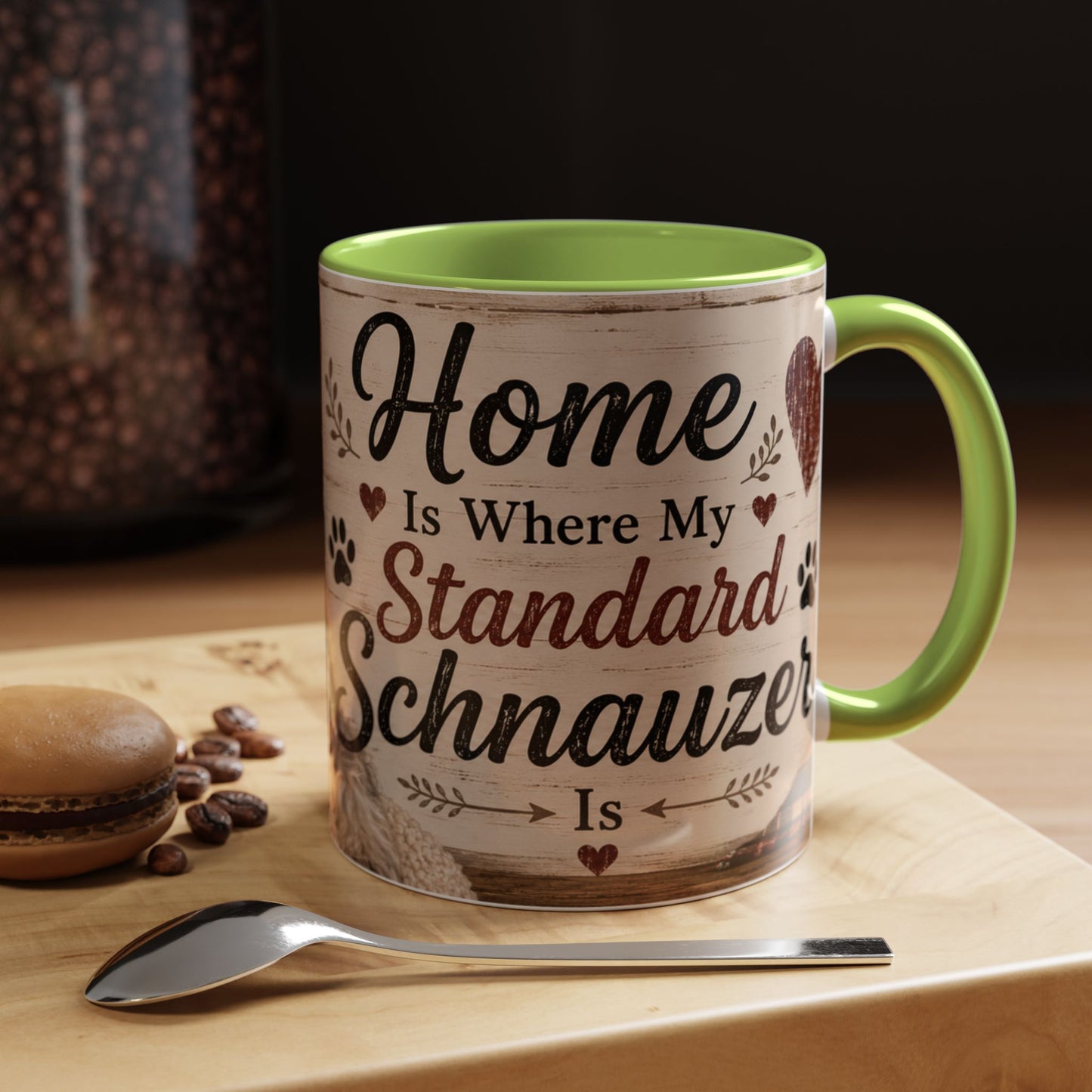 Standard Schnauzer Accent Coffee Mug — "Home Is Where My Standard Schnauzer Is"