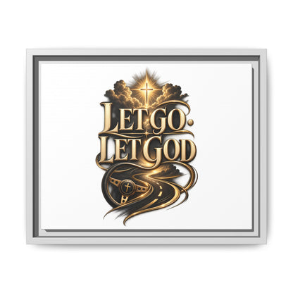 Let Go, Let God Framed Canvas Wall Art — Inspirational Christian Decor