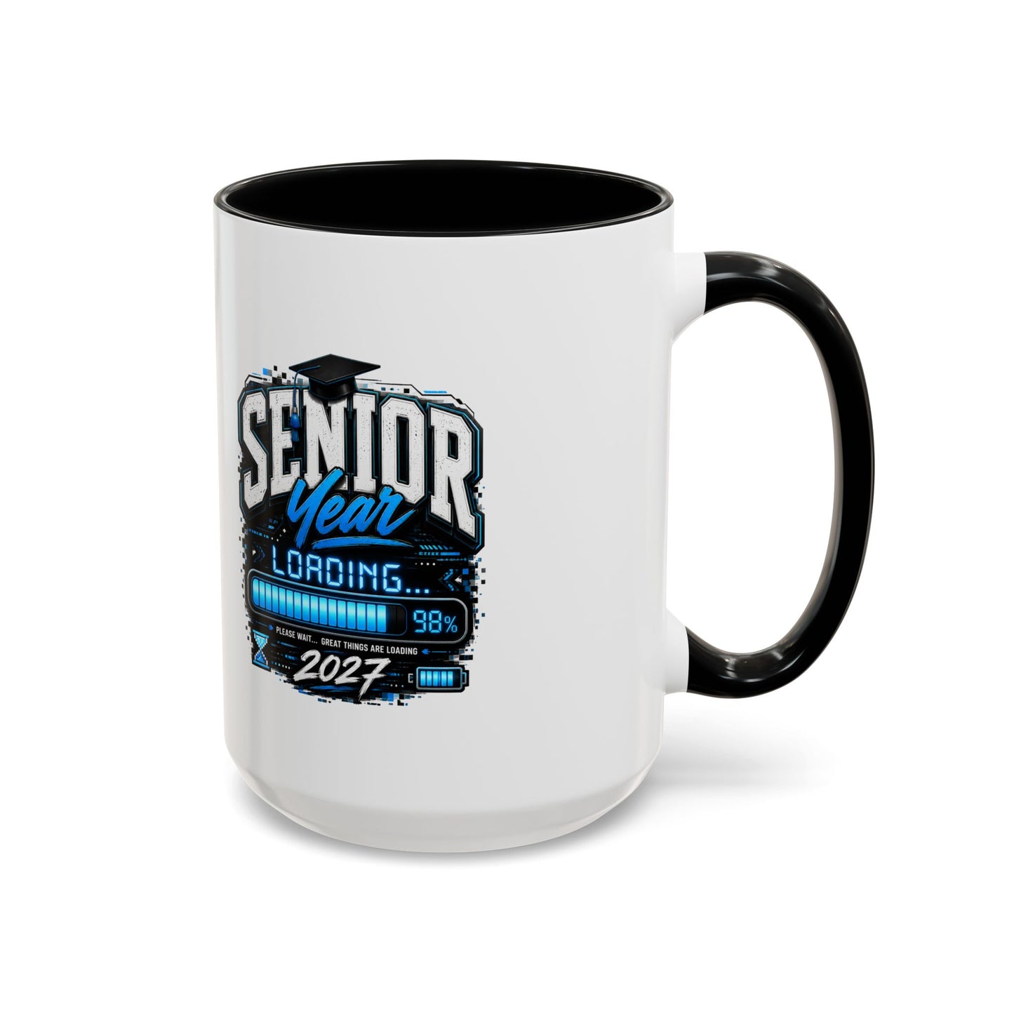 Senior Year Loading 2027 Accent Coffee Mug — Graduation Gift Cup (11/15oz)