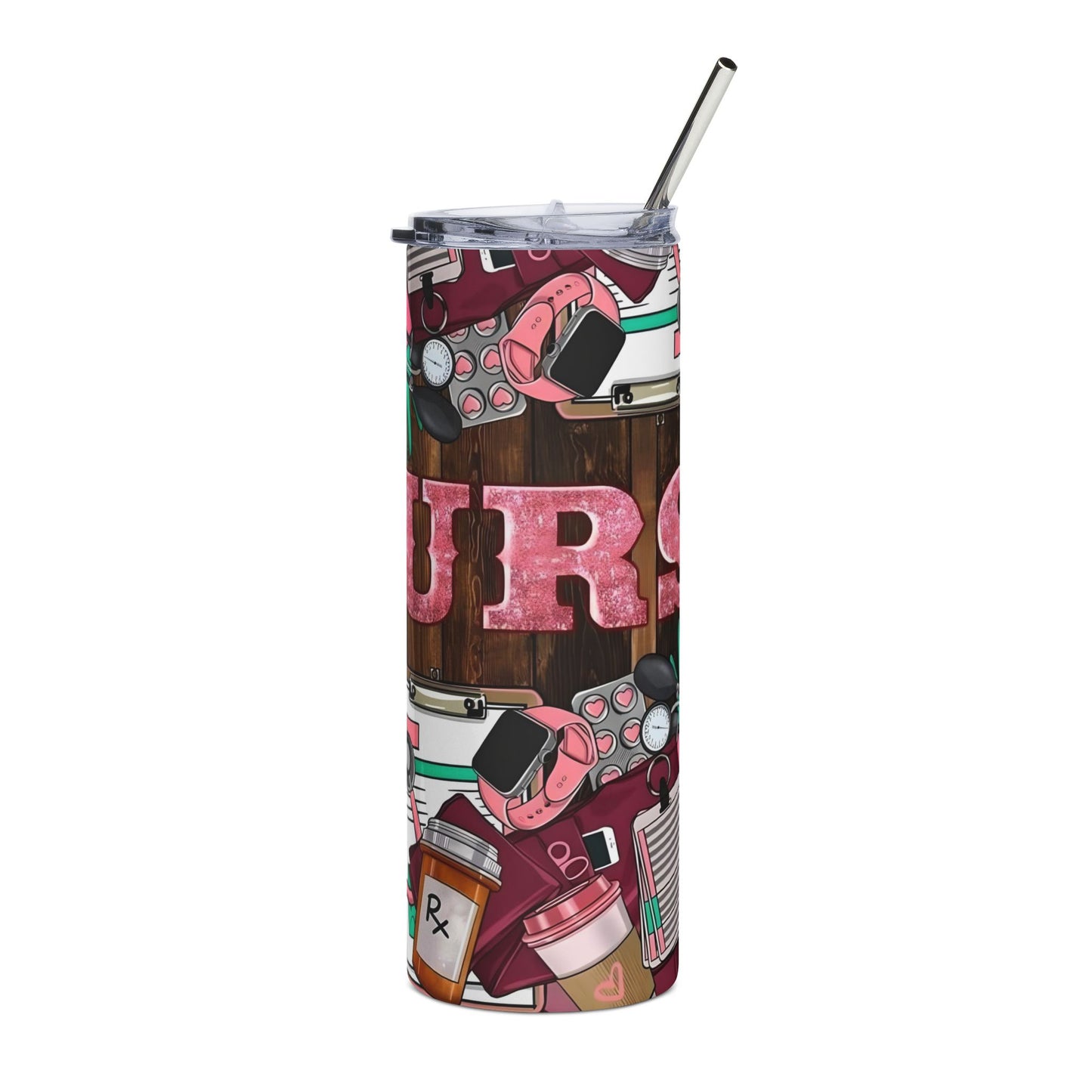 Nurse Life 20oz Stainless Steel Tumbler – Medical Scrubs, Stethoscope & Rx Design