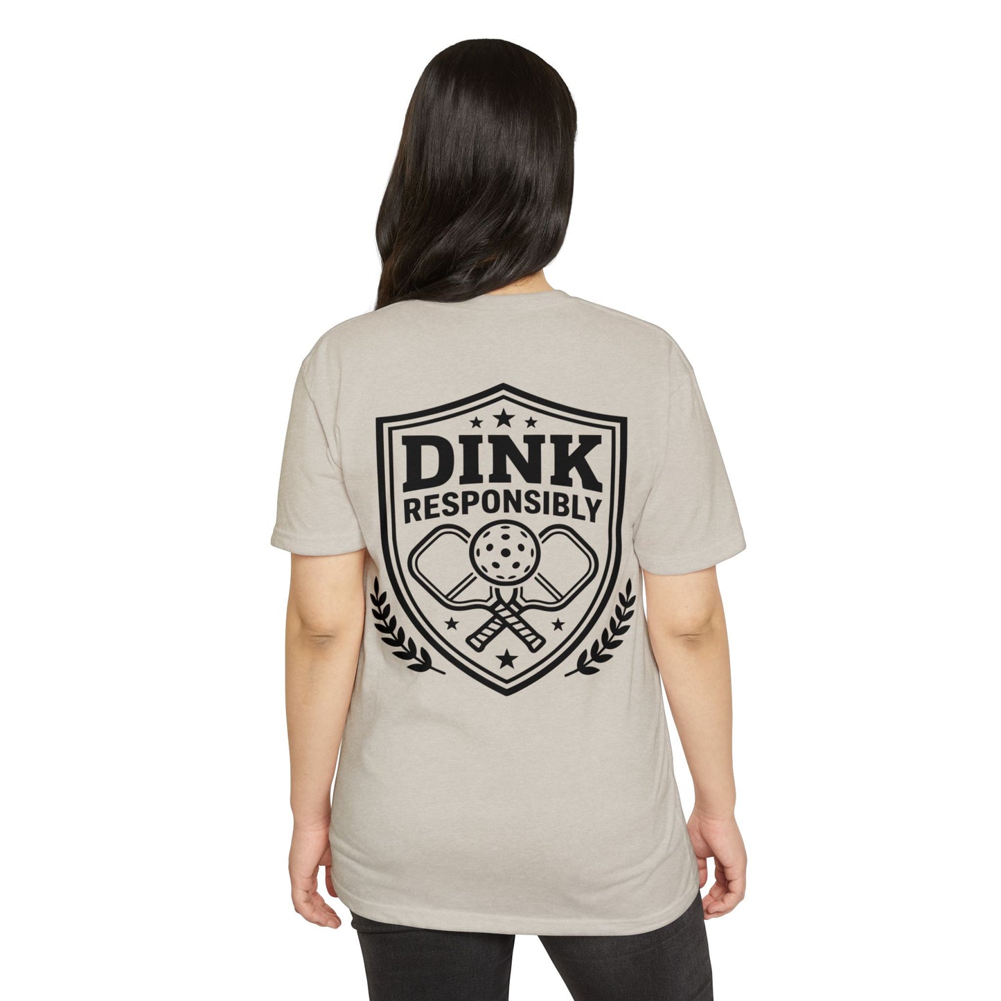 Dink Responsibly Pickleball T-Shirt — Vintage Shield Design