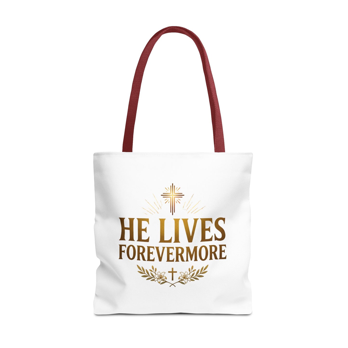 He Lives Forevermore Tote Bag – Christian Faith Cross Easter Canvas Tote