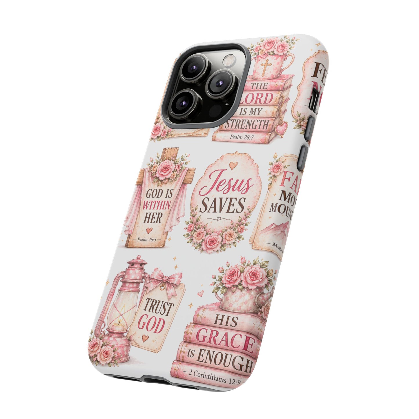 Faith Phone Case — 'Jesus Saves' Floral Christian Scripture iPhone Case