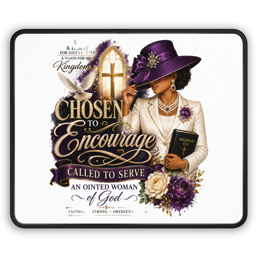 Chosen to Encourage Gaming Mouse Pad — Christian Woman "Called to Serve" Inspirational Design
