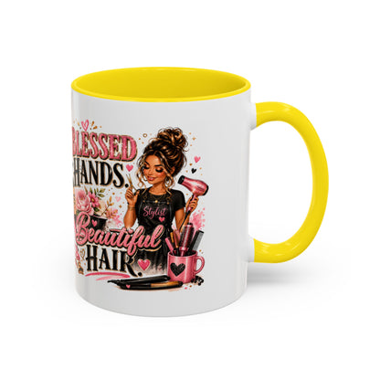Blessed Hands Beautiful Hair Coffee Mug — Stylist Barber Hairdresser Gift