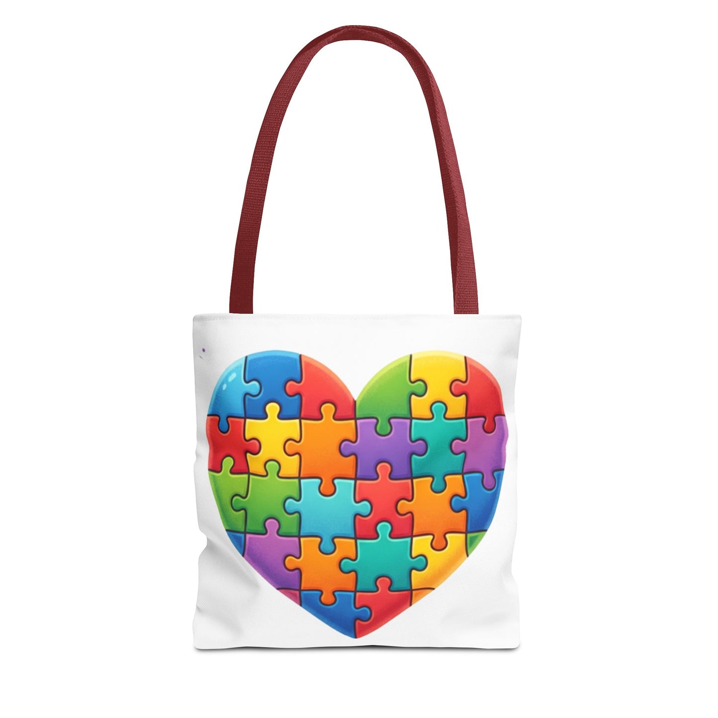 Autism Puzzle Heart Tote Bag - Colorful Awareness Canvas Tote