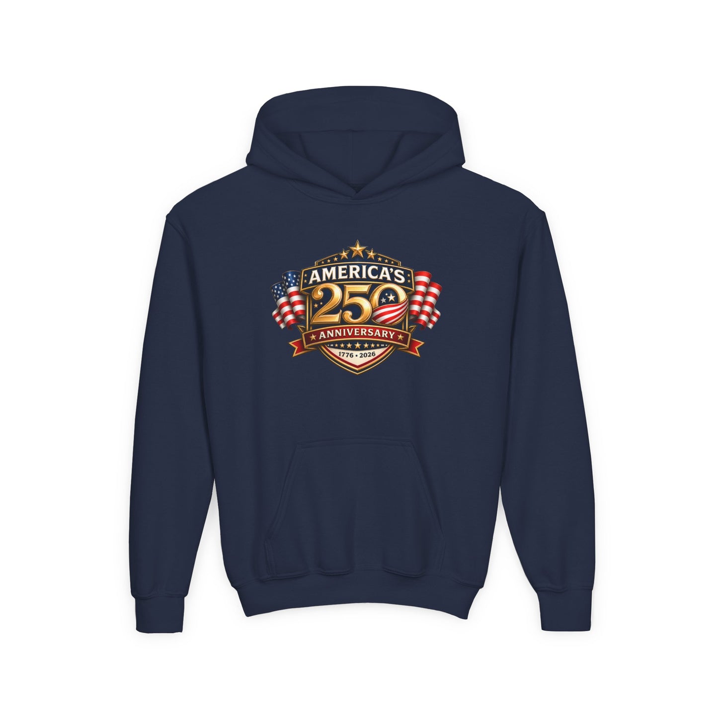 Youth Hoodie — "America's 250th Anniversary" Patriotic 1776-2026 Celebration Design