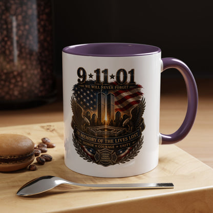 9·11 Memorial Coffee Mug — Never Forget Tribute Accent Mug (11/15oz)