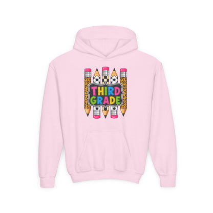 Third Grade Kids Hoodie — Cute Pencil Back-to-School Sweatshirt