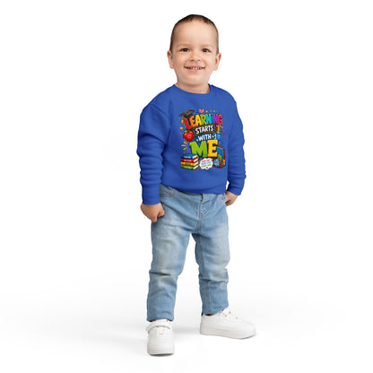 Learning Starts With Me Toddler Sweatshirt — Cute Back-to-School Kids Graphic Pullover
