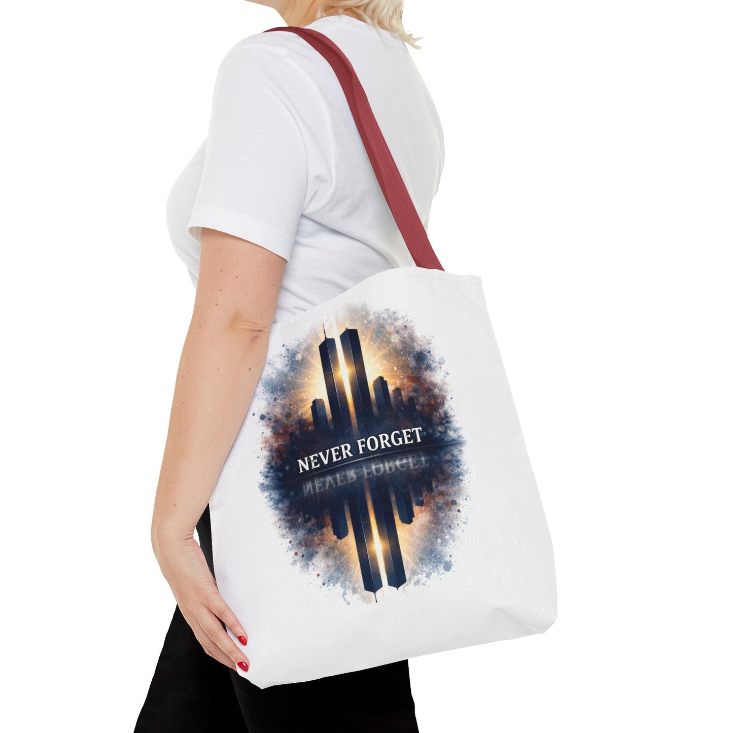 Never Forget Memorial Tote Bag — 9/11 Tribute Skyline All-Over Print