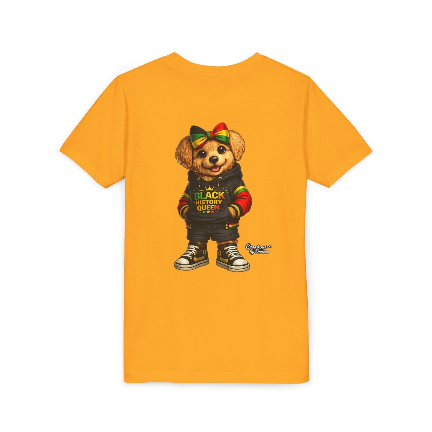 Youth Tee — Black History Queen Bear Graphic T-Shirt