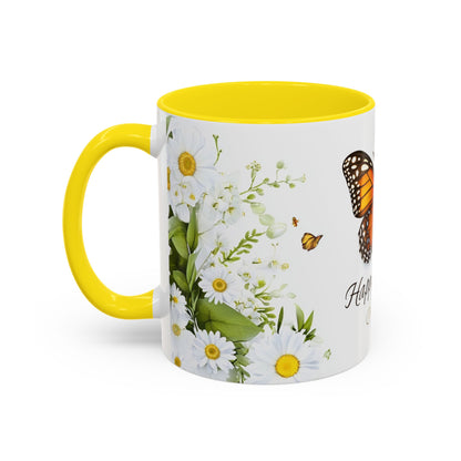 Mother's Day Butterfly Coffee Mug – 'Happy Mother's Day' Floral Accent Mug