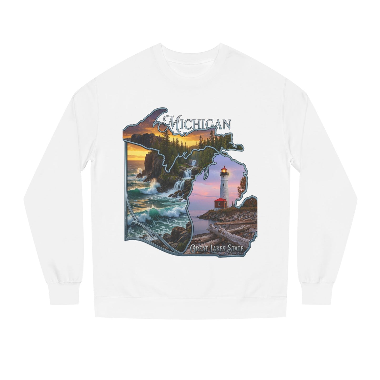 Michigan Lakes State Sweatshirt — Lighthouse & Great Lakes Scenic Pullover