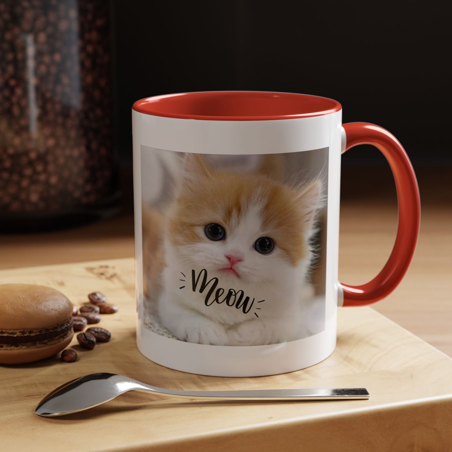 Cat Photo Coffee Mug - Cute Kitten 'Meow' Accent Mug (11/15oz)