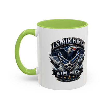 U.S. Air Force Accent Coffee Mug — Aim High Eagle Design (11/15 oz)