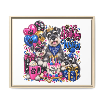 Birthday Wishes Schnauzer Canvas Print — Framed Matte Pet Artwork