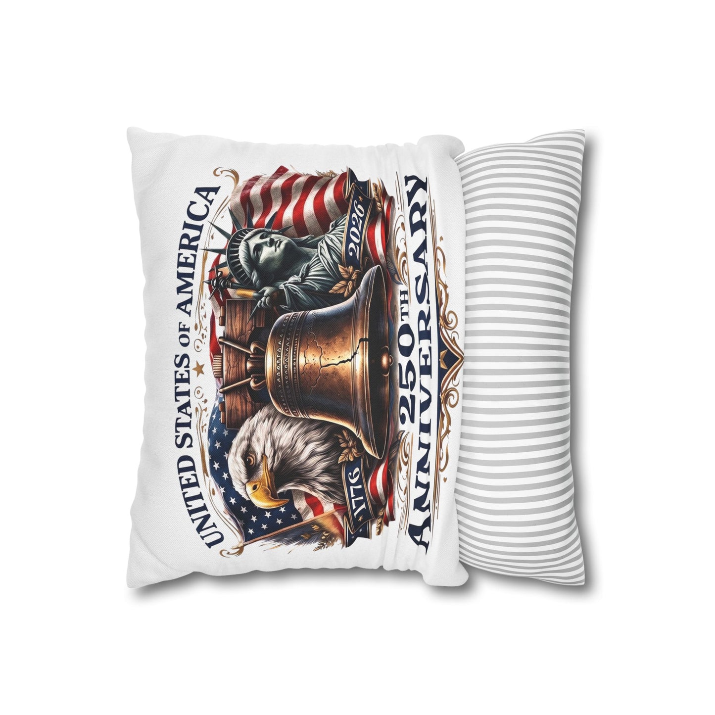 250th Anniversary Liberty Bell Pillowcase — Patriotic USA Throw Pillow Cover (1776–2026)