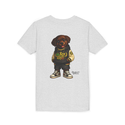 Youth Tee — 'Black History King' Puppy Graphic Shirt