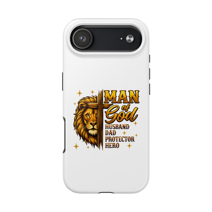 Man of God Lion Phone Case — ‘Man of God’ Christian Protector Dad Gift